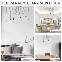 HOMCOM Deckenleuchte Kronleuchter mit 6 verstellbaren Armen, Leuchte in Spinnenform für Esszimmer, Wohnzimmer, Stahl, Schwarz, 340x340x160 cm(m-7)