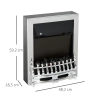 HOMCOM Elektrokamin mit Heizung, elektrischer Kamin mit LED Flammeneffekt, 1000/2000W Dekokamin, elektrisch Kaminfeuer Kaminofen, Silber(m-3)
