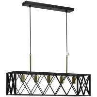 HOMCOM Pendelleuchte, Hängelampe, höhenverstellbar, Industrial Design, Metallschirm, schwarz+gold, 77 x 25 x 39cm(m-1)