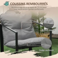 Outsunny Salon de jardin 4 pièces 4 personnes avec canapé 2 places, 2 fauteuils et 1 table basse gris(m-4)