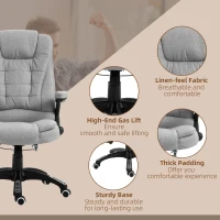 Vinsetto Office Chair, Ergonomic Desk Chair with 6-Point Massage and Back Heated, Linen-Feel Fabric Computer Gaming Chair with Arms, Lumbar Support, Light Grey(m-9)