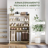 HOMCOM Sapateira com 2 Portas de Madeira com 5 Prateleiras com Capacidade para 12 Pares de Sapatos 80x29x107,6cm Madeira e Branco(m-4)