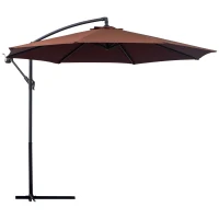 Outsunny Φ3m Hanging Umbrella Parasol-Coffee(m-13)