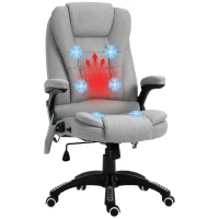 Vinsetto Office Chair, Ergonomic Desk Chair with 6-Point Massage and Back Heated, Linen-Feel Fabric Computer Gaming Chair with Arms, Lumbar Support, Light Grey(m-1)