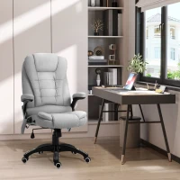 Vinsetto Office Chair, Ergonomic Desk Chair with 6-Point Massage and Back Heated, Linen-Feel Fabric Computer Gaming Chair with Arms, Lumbar Support, Light Grey(m-2)