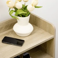 HOMCOM Zapatero con 2 Puertas de Madera con 5 Estantes Capacidad para 12 Pares de Zapatos 80x29x107,6cm Natural y Blanco(m-9)