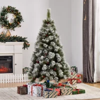 HOMCOM Indoor Christmas Tree Artificial Berry Xmas Decoration with Metal Stand and 184 Tips (5FT(150CM))(m-2)