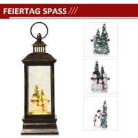 HOMCOM Weihnachten Schneelaterne mit Santa Musik Licht Schnee, Glaskugellaterne, 6h Timer, USB oder batteriebetrieben Metall 10,4 x 10,4 x 27,5 cm(m-7)