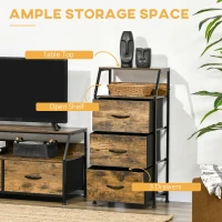 HOMCOM Industrial Storage Cabinet, Fabric Chest of Drawers with Display Shelves, 3 Drawers Storage Unit for Living Room, Rustic Brown(m-4)