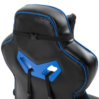 Vinsetto Computer Gaming Chair, Racing Desk Chair with Lumbar Support and Footrest, PU Leather Gamer Chair with Headrest and Swivel Wheels for Home, Blue(m-8)