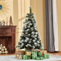 HOMCOM Indoor Christmas Tree Artificial Berry Xmas Decoration with Metal Stand and 184 Tips (5FT(150CM))(m-10)