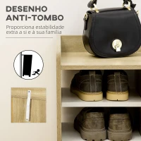 HOMCOM Sapateira Moderna com 2 Portas Prateleiras de Armazenamento para 13 Pares de Sapatos80x30x80xm Madeira e Branco(m-6)