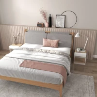 HOMCOM Set da 2 Tavolini da Soggiorno con Design a Due Livelli, 40x40x45cm, Bianco e Quercia(m-7)