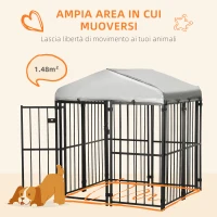 PawHut Kennel Recinto per Cani di Taglia Piccola e Media, Galline e Anatre con Tettuccio, 122x122x13 cm(m-5)