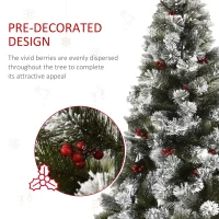 HOMCOM Indoor Christmas Tree Artificial Berry Xmas Decoration with Metal Stand and 184 Tips (5FT(150CM))(m-5)