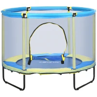 ZONEKIZ 55" Kids Trampoline, Bungee Gym, with Safety Net, for Ages 3-10 Years - Blue(m-11)