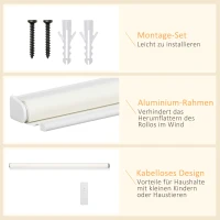 HOMCOM Doppelrollo mit Fernbedienung, USB-Schnittstelle, aufladbarer Akku, 120 cm x 180 cm x 7 cm, Weiß(m-8)