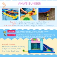 Outsunny opblaasbaar springkasteel met glijbaan, springkussen, waterbassin, waterstralen, 330 x 280 x 200 cm(m-6)