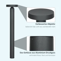 Outsunny Gartenlampe, Wegleuchte, Pfostenlicht mit LEDs, wetterbeständig, 20 cm x 20 cm x 90 cm, Dunkelgrau(m-5)