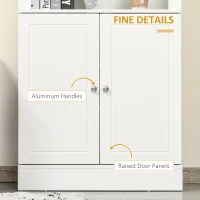 HOMCOM Kitchen Cupboard with 6-tier Shelving, Freestanding Storage Cabinet, Pantry Cupboard with 3 Open Compartments and Double-door Cabinet with Adjustable Shelves, White(m-6)