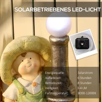 Outsunny Figurka ogrodowa "Mały chłopiec z latarnią" z LED solarnym światłem, Figurka ogrodowa(m-4)