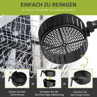 HOMCOM Heißluftfritteuse Luftfritteuse Airfryer Edelstahl Frittierkorb 5,5L 1700W mit Digitalem LED-Touchscreen Heißluftfritteuse Grillen Braten Backen PP Aluminium Schwarz 41 x 33 x 37 cm(m-7)