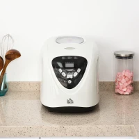 HOMCOM Brotbackautomat mit 12 Backprogrammen 3 Backfarben und 2 Brotgrößen 600W Brotmaschine mit Beobachtungsfenster 13-Stunden-Timerfunktion Edelstahl Weiß 40,7 x 28,2 x 29,9 cm(m-2)