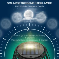 Outsunny buitenlamp, tuinlamp, werkt op zonne-energie, brandtijd van 8 uur, automatische inschakeling, rotanlook, 34 x 34 x 56 cm(m-5)