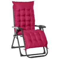 Outsunny Tumbona Plegable Silla Reclinable con Cojín Extraíble Acolchado de Texteline para Patio Playa Jardín Carga 120 kg 90x65x110 cm Rojo(m-1)