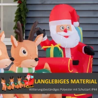 HOMCOM Aufblasbarer Weihnachtsmann Rentiere Outdoor-Weihnachtsdekoration, inkl. Gebläse, 140 m, Rot + Braun(m-5)
