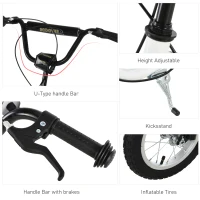 HOMCOM Dual Brakes 12" Metal frame Kick Scooter adjustable black(m-7)