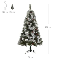 HOMCOM Indoor Christmas Tree Artificial Berry Xmas Decoration with Metal Stand and 184 Tips (5FT(150CM))(m-3)