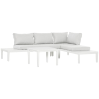 Outsunny Gartenmöbel-Set für 3 Personen mit Beistelltisch Sofa mit Kissen L-Form Outdoor Aluminium Cremeweiß
