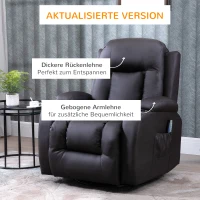 HOMCOM Massagesessel mit Wippfunktion, 8 Vibrationspunkte, 5 Modi, Wärmefunktion, 85  cm x 94 cm x 104 cm, Braun(m-5)