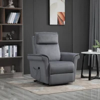HOMCOM Sessel mit Aufstehhilfe Fernsehsessel Massagesessel Relaxsessel elektrisch Aufstehsessel mit Liegefunktion Leinen-Touch Stahl Grau 86 x 95 x 106 cm(m-2)