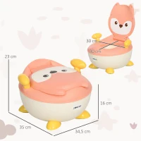 ZONEKIZ Orinal Infantil WC Aprendizaje Orinal para Bebé de 6-36 Meses en Forma de Zorro Tapa Antideslizante 34,5x35x23 cm Rosa(m-3)