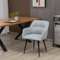 HOMCOM Butaca de Salón Sillón Tapizado en Lino Sintético con Reposabrazos y Patas de Acero 59,5x59,5x78,5 cm Gris(m-2)
