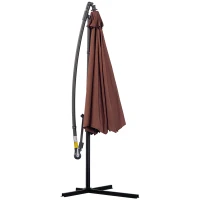 Outsunny Φ3m Hanging Umbrella Parasol-Coffee(m-8)