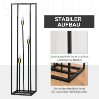 HOMCOM lampa podłogowa z 3 oprawkami żarówek nowoczesna lampa stojąca E27/E26 z przełącznikiem nożnym do salonu sypialni stal kolor czarny 30 x 30 x 140 cm(m-6)