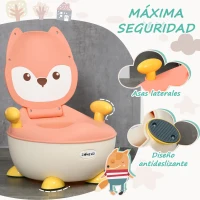 ZONEKIZ Orinal Infantil WC Aprendizaje Orinal para Bebé de 6-36 Meses en Forma de Zorro Tapa Antideslizante 34,5x35x23 cm Rosa(m-4)