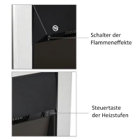 HOMCOM Elektrokamin mit Heizung, elektrischer Kamin mit LED Flammeneffekt, 1000/2000W Dekokamin, elektrisch Kaminfeuer Kaminofen, Silber(m-6)