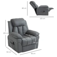 HOMCOM Elektrischer Fernsehsessel Sessel mit schlaffunktion und liegefunktion Aufstehsessel Relaxsessel Sessel mit Aufstehhilfe, Grau, 96 x 93 x 105 cm(m-3)
