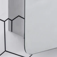 kleankin 66x46cm Curved Bathroom Storage Cabinet w/ Sliding Mirror Door 3 Shelves Stainless Steel Frame On-Wall Unit Home Furniture(m-9)