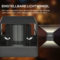 Outsunny Lampa ścienna na zewnątrz LED Lampa ogrodowa IP65 Wodoodporna, Alu(m-5)