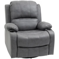 HOMCOM Fauteuil met voetsteun en ligfunctie, incl. bekerhouder, tv-fauteuil, grijs(m-1)