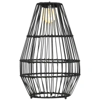 Outsunny buitenlamp, tuinlamp, werkt op zonne-energie, brandtijd van 8 uur, automatische inschakeling, rotanlook, 34 x 34 x 56 cm(m-1)