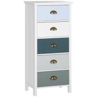 HOMCOM Slim Storage Cabinet Organiser, Chest of Drawers, 5-Drawer Dresser with Metal Handle for Living Room, Bedroom, Blue(m-1)