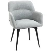 HOMCOM Butaca de Salón Sillón Tapizado en Lino Sintético con Reposabrazos y Patas de Acero 59,5x59,5x78,5 cm Gris(m-1)