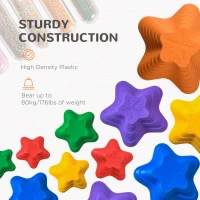 Outsunny 11-Piece Balance Stepping Stones for Kids Starfish Style Non-slip Obstacle Course Stackable Balance Blocks Garden Toys Encourage Toddler Balance Indoor Outdoor - Multicoloured(m-6)