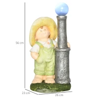 Outsunny Figurka ogrodowa "Mały chłopiec z latarnią" z LED solarnym światłem, Figurka ogrodowa(m-3)